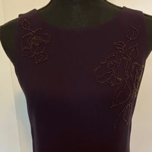 Casual Corner Purple Dress with Bead Detail